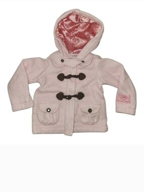 Girls' Light Pink Hooded Toggle Pea Coat